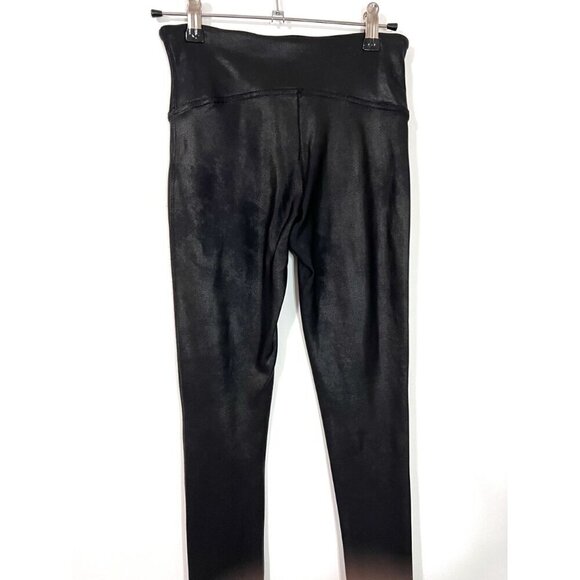 SPANX Black Faux Leather Metallic Skinny Leggings Seamless Size S - Picture 5 of 6